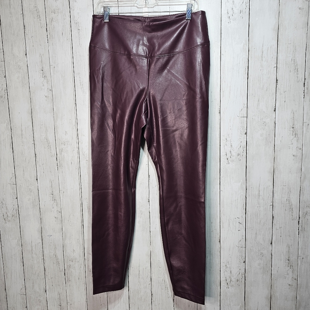 NWOT WHBM White House Black Market Faux Leather Plum Runway Leggings Size 14.